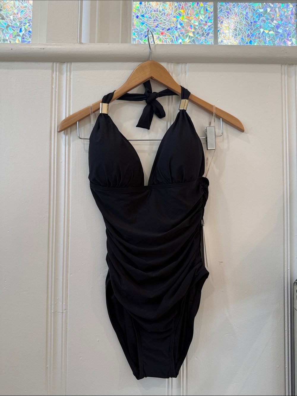 Calvin Klein Black Halter One-Piece Swimsuit